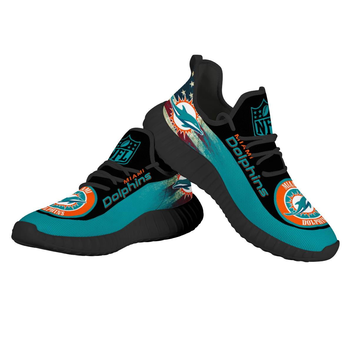 Women's NFL Miami Dolphins Mesh Knit Sneakers/Shoes 004 Women's NFL Miami Dolphins Mesh Knit Sneakers/Shoes 004